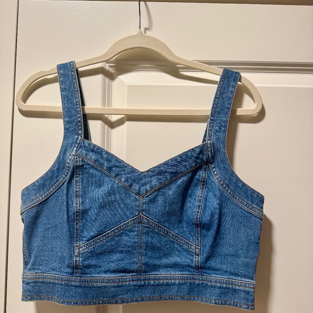 Madewell Cotton-Hemp Denim Supercrop Tank Top Size 6 (like new)